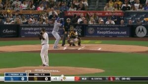 KIS digital backdrop used during San Diego Padres game on 9/27/22.